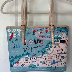 Spartina449 Virginia Map Tote Bag - Blue and Tan
